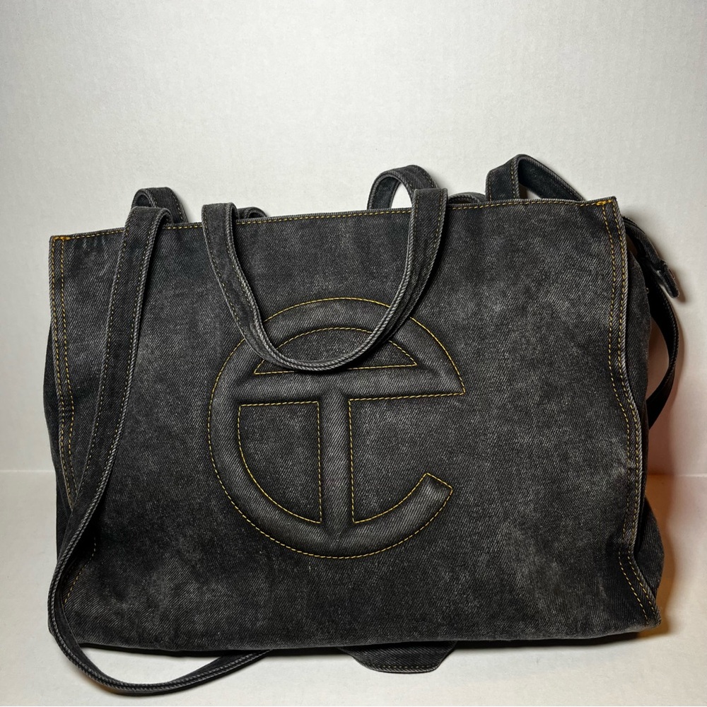 Telfar Medium Denim Shopper - Black Tote W/ Dustbag